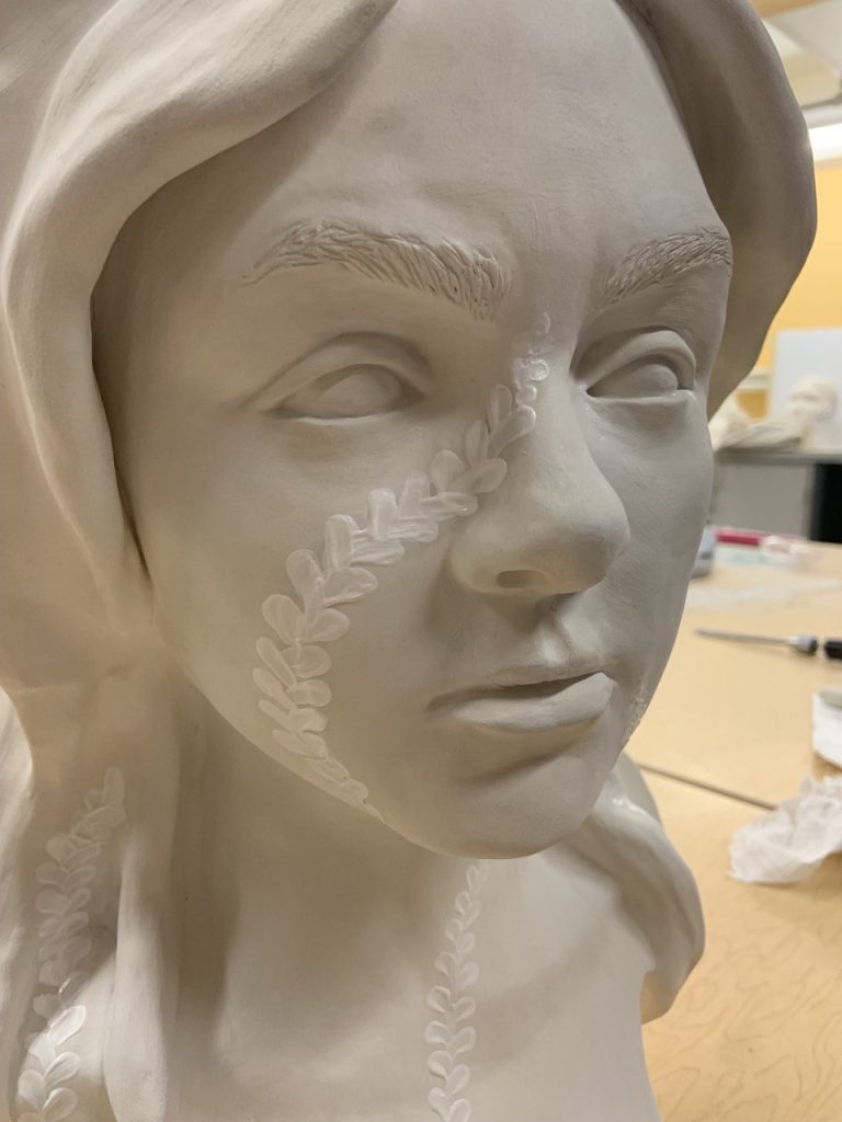 close up of ceramic bust