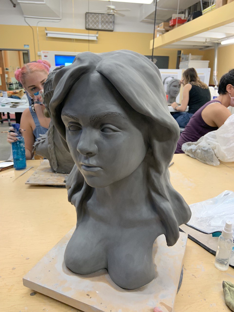 Unfinished ceramic bust sculpture of Cloverlyn Willis